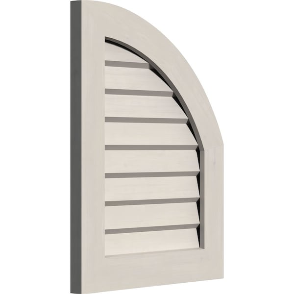 Quarter Round Top Right Primed, Non-Functional, Pine Gable Vent W/Decorative Face Frame, 12W X 24H